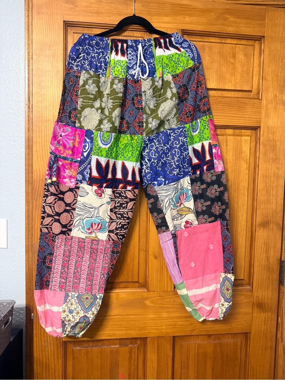Boho Patchwork Kantha Harem Pants - Pink Multi